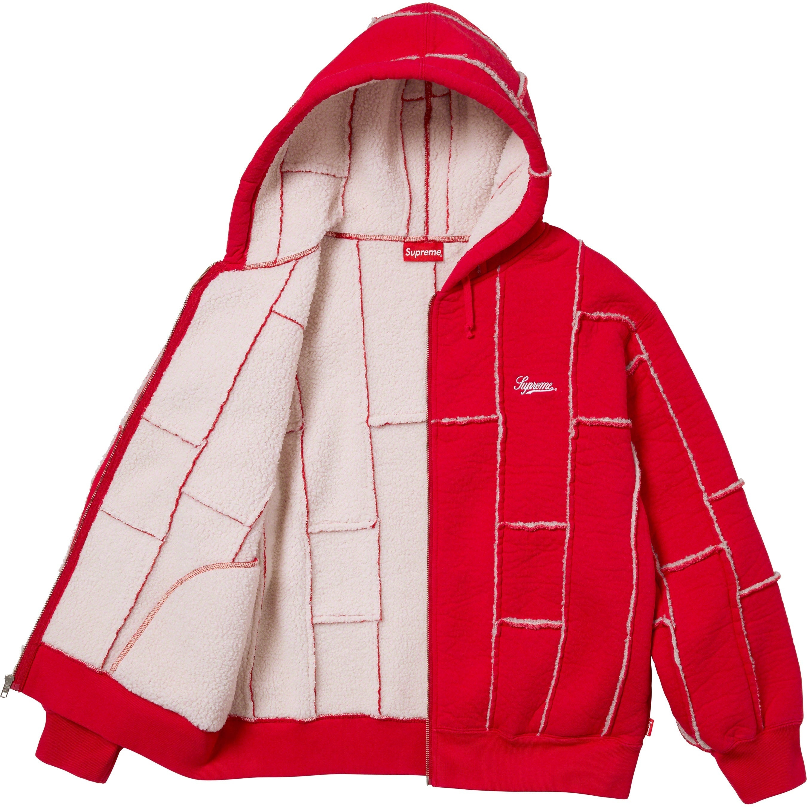 Faux Shearling Zip Up Hooded Sweatshirt view 4